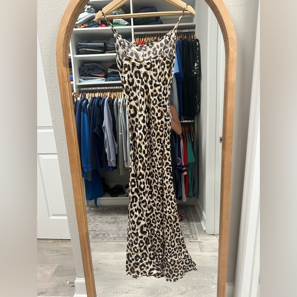 Anthropologie Conditions Apply Elva Slip Midi Dress in Leopard Print - Picture 5 of 9